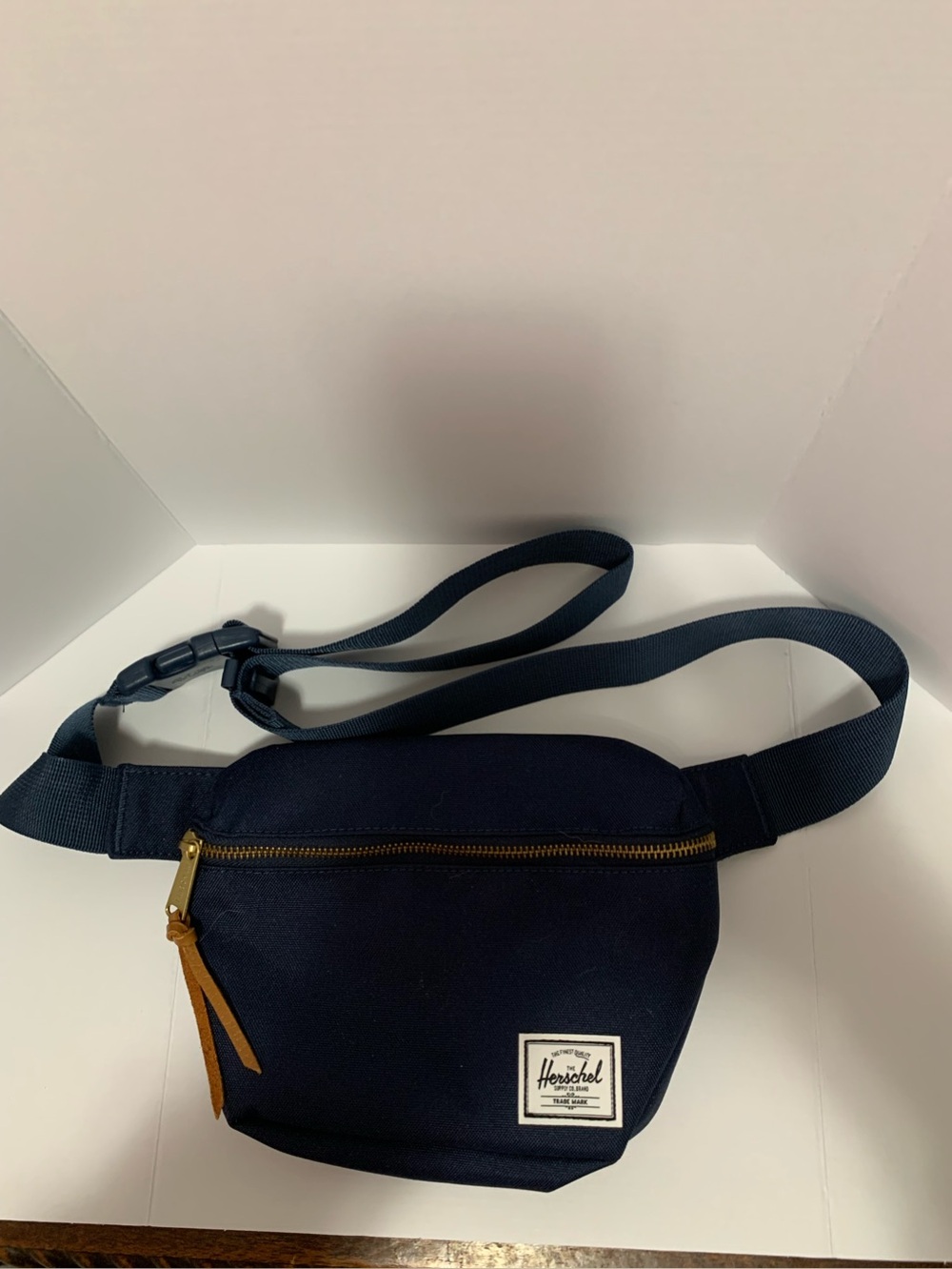 Herschel Supply Company Navy Belt Bag with Gold Zipper